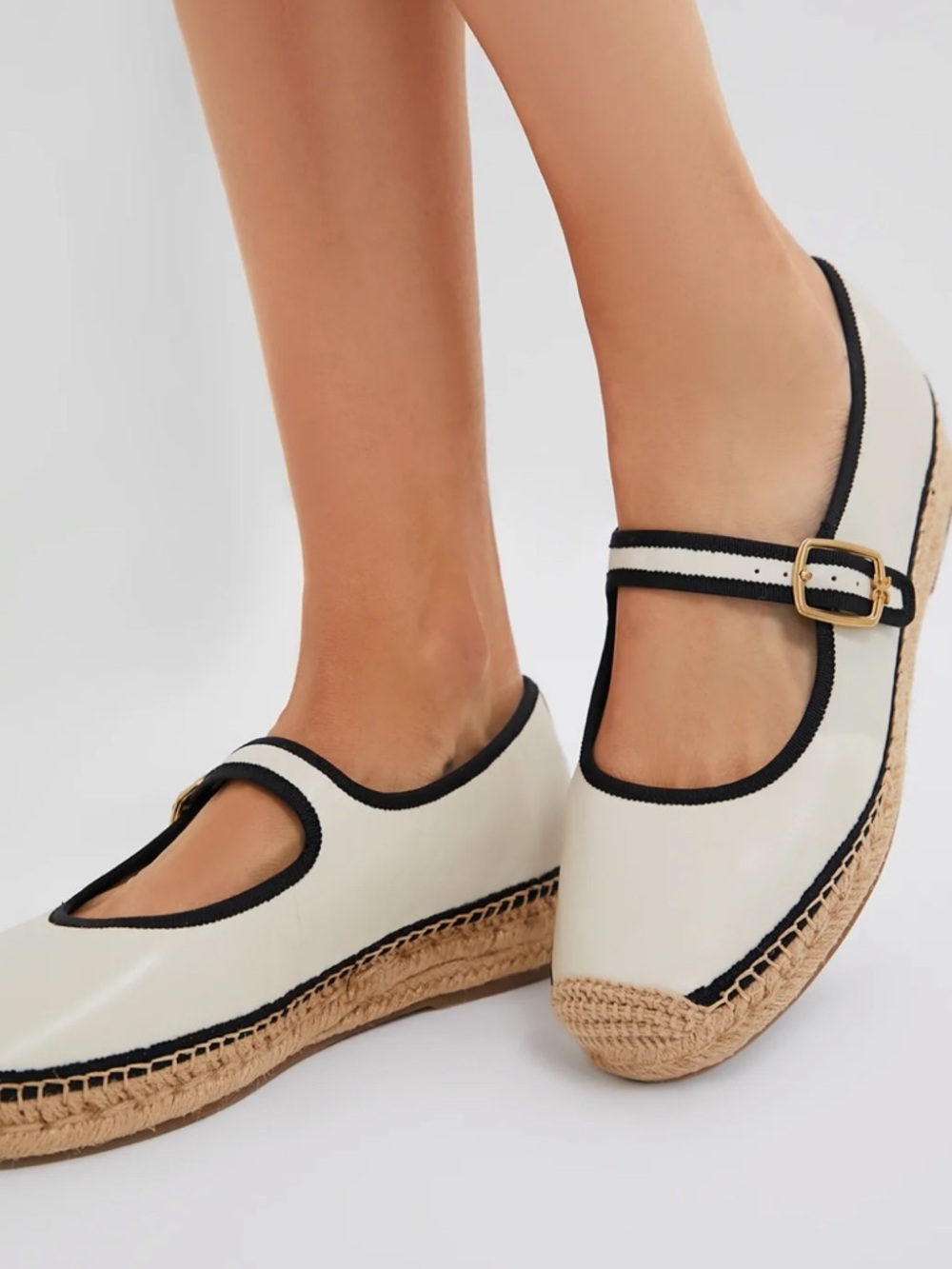 Sam Edelman | (8.5) Modern Ivory and Black Mackie Mary Jane Espadrille